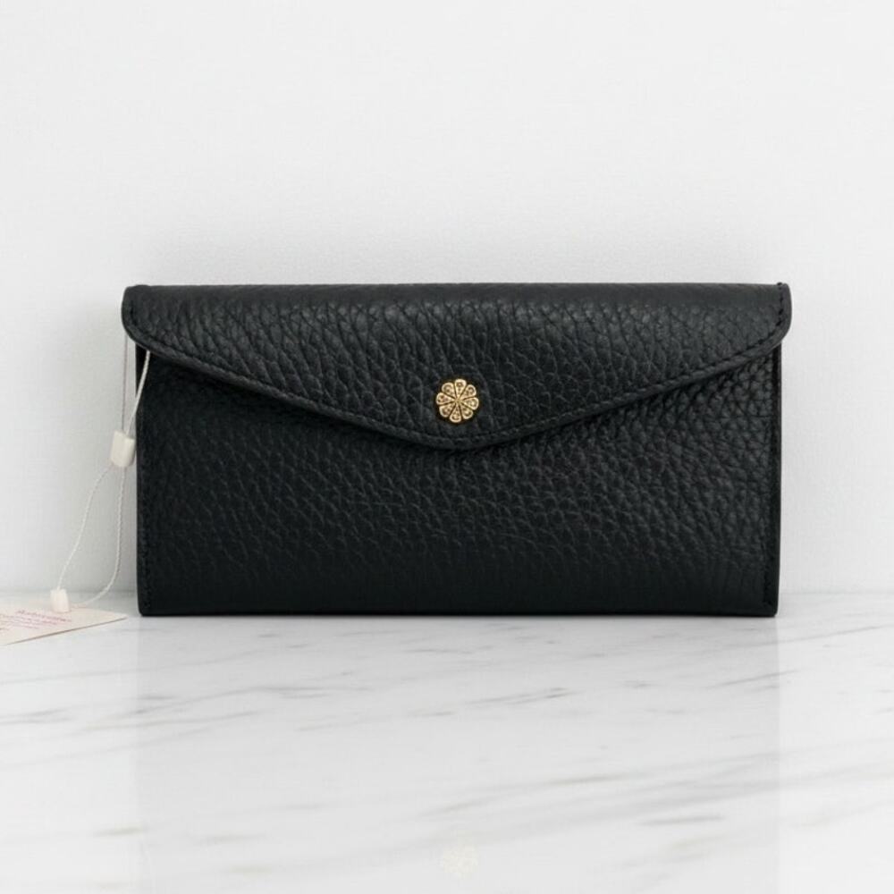 NWT Isadora Made In Italy Leather Elephant Print Envelope Wallet Black Red